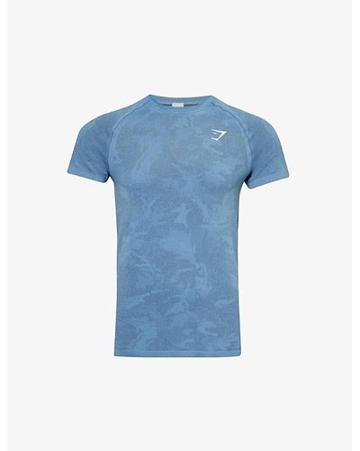GYMSHARK Geo Seamless Logo-print Recycled Polyester-blend T-shirt X - Blue