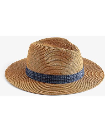 Ted Baker Hurcann Printed-trim Woven Fedora Hat - Brown