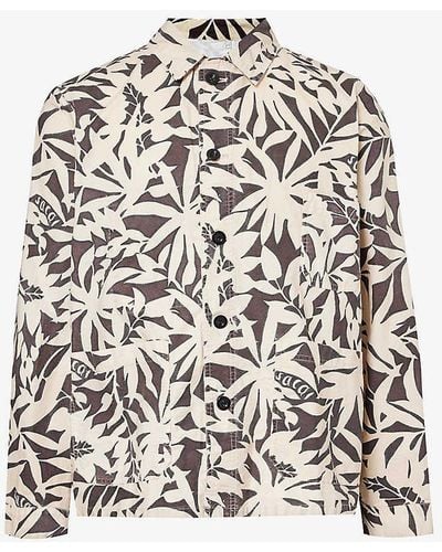 Sacai Leaf-print Patch-pocket Cotton Jacket - White