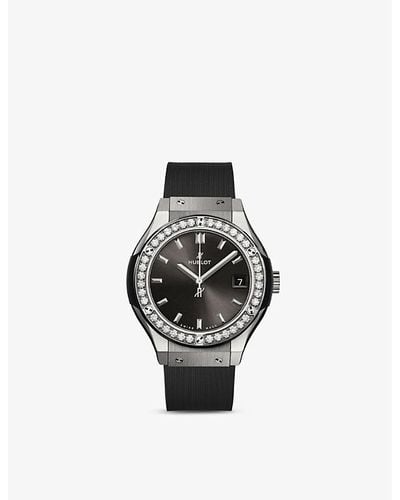 Hublot 581.nx.7071.rx.1104 Classic Fusion Titanium And Diamond Quartz Watch - Gray