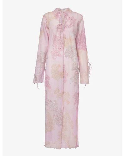 Acne Studios Daftan Floral-print Cotton And Silk-blend Maxi Dress - Pink