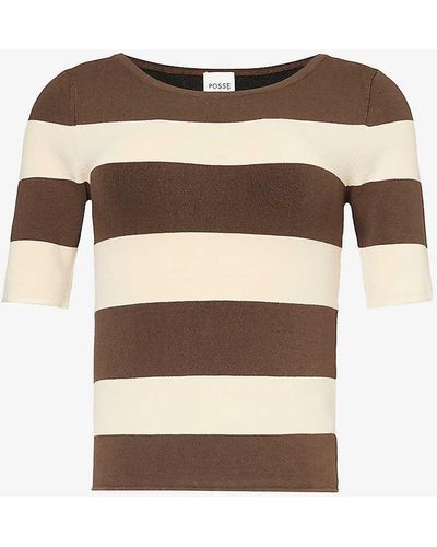 Posse Theo Striped Knitted Top - Brown