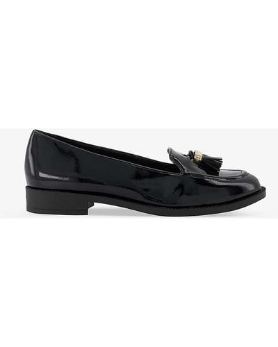 Dune Global Tassel-embellished Patent Faux-leather Loafers - Black