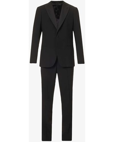 Giorgio Armani Regular-fit Single-breasted Wool Suit - Black