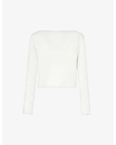 Theory Relaxed-fit Boat-neck Woven-blend Blouse - White