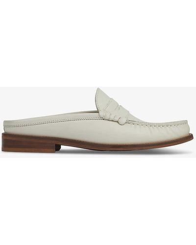 LK Bennett Oslo Backless Leather Loafers - White