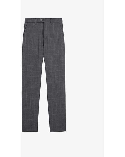 Ted Baker Kimbar Check-design Wool Trousers - Grey