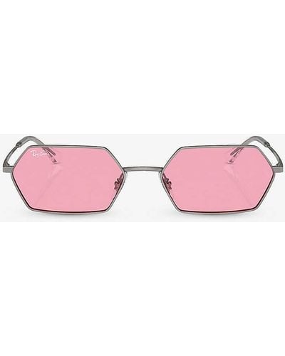 Ray-Ban Rb3728 Yevi Irregular-frame Metal Sunglasses - Pink