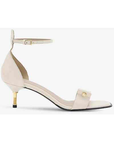 AllSaints Gloria Stud-embellished Leather Heeled Sandals - White