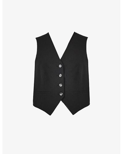 Ro&zo V-neck Sleeveless Stretch-woven Waistcoat - Black