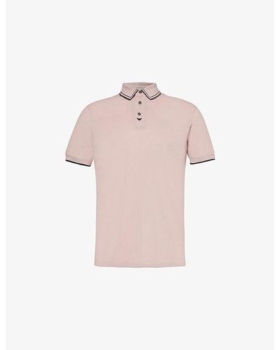 Emporio Armani Brand-embroidered Cotton-piqué Polo Shirt - Pink