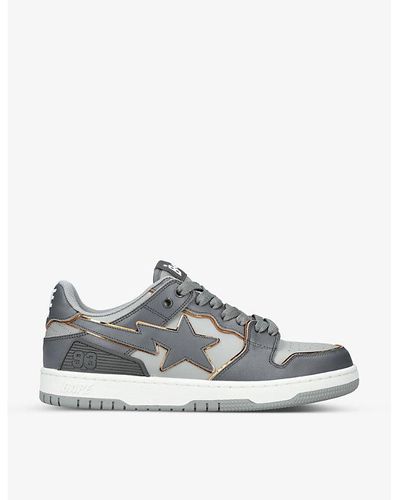 A Bathing Ape Bape Sk8 Sta #3 M2 Leather Low-top Sneakers - Gray