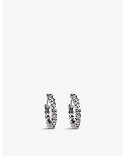 The White Company Plated Brass And Zirconia huggie Earrings - White