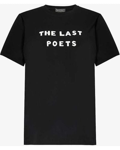 Bella Freud The Last Poets Text-print Organic Cotton-jersey T-shirt - Black