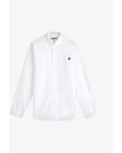 Ted Baker Caplet Floral-embroidered Cotton-blend Oxford Shirt - White