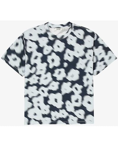 Sandro Blurry Floral-print Cotton-jersey T-shirt - White