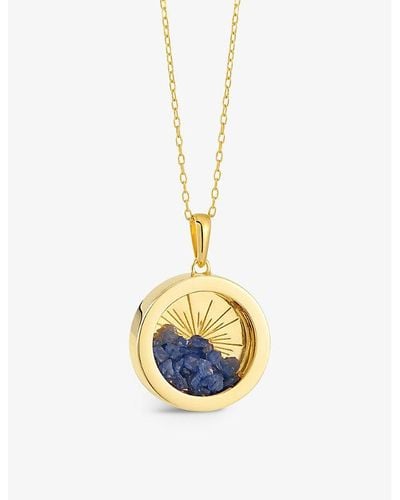 Rachel Jackson Sunburst Amulet Medium 22ct Gold-plated Sterling Silver And Sapphire Necklace - Metallic