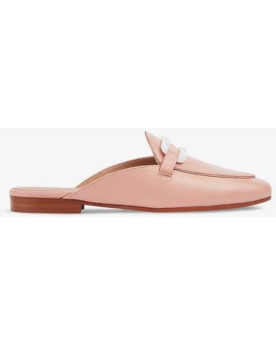 LK Bennett Evelyn Leather Backless Loafers - Pink