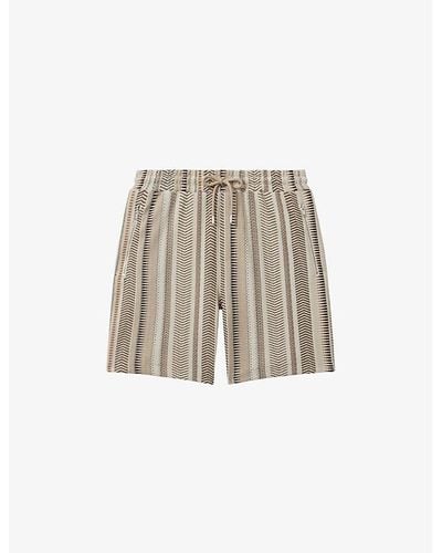 Reiss River Abstract-pattern Stretch-woven Shorts - Natural