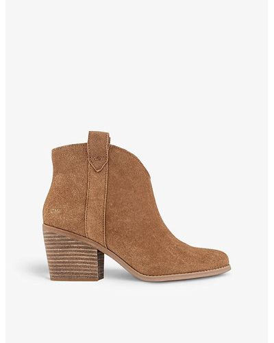 TOMS Constance Western Pull-tab Suede Heeled Boots - Brown