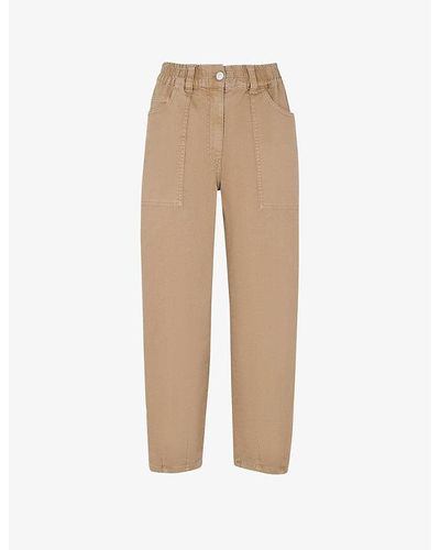 Whistles Tessa Cropped Mid-rise Cotton Pants - Natural