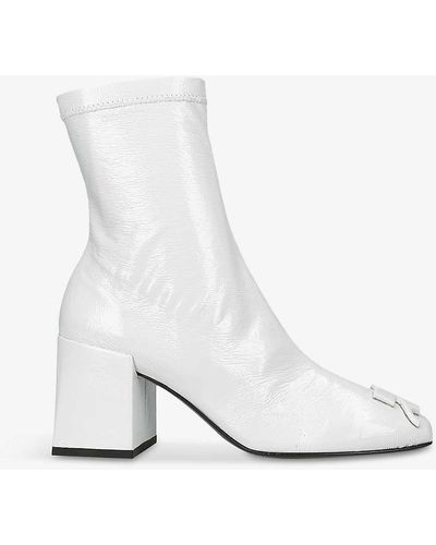 Courreges Heritage Brand-plaque Vinyl Heeled Ankle Boots - White