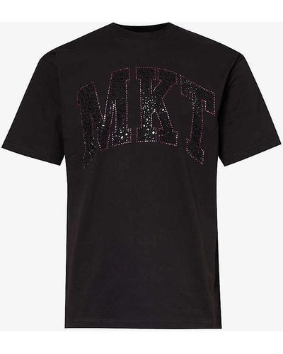 Market Rhinestone Arc Branded Cotton-jersey T-shirt - Black