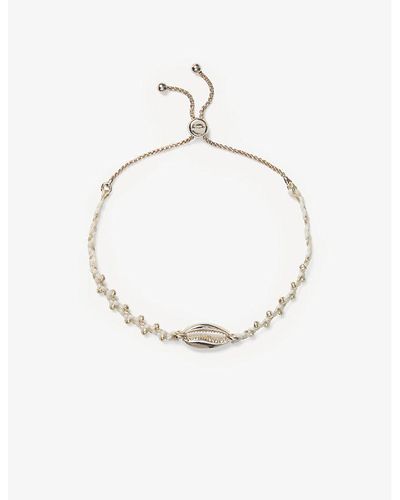 The White Company Cowrie Shell Braided Woven Friendship Bracelet - Metallic