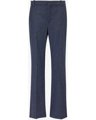 Vince Pinstriped Straight-leg Mid-rise Woven Trousers - Blue