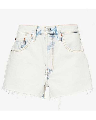 Levi's 501 Original Faded-wash Denim Shorts - White