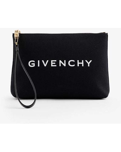 Givenchy Logo-print Large Cotton-canvas Pouch - Black