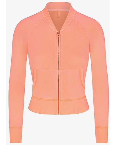 Skims Light French Terry Relaxed-fit Cotton-blend Jacket X - Pink