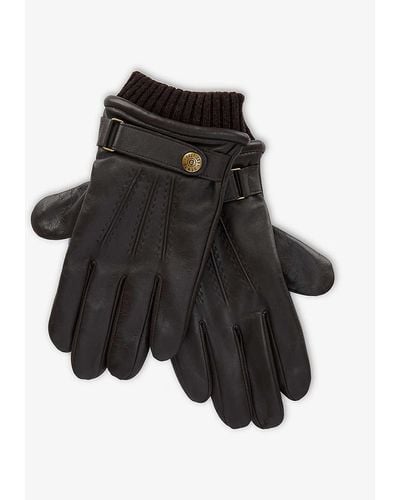 Dents Touch Leather And Wool-blend Touchscreen Glove - Brown