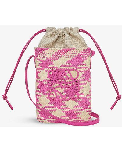 Loewe Anagram-embellished Woven Pouch - Pink