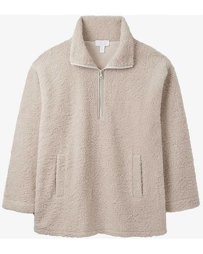The White Company Half-zip Long-sleeve Borg Recycled-polyester Jumper - Natural