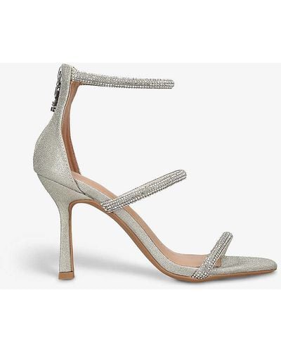 KG by Kurt Geiger Frances Crystal-embellished Faux-leather Heeled Sandals - White