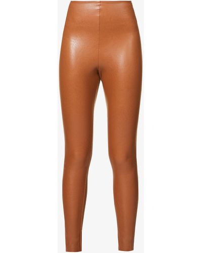 Commando Fitted High-rise Faux-leather leggings - Brown