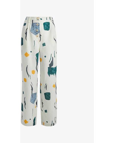 Whistles Aida Abstract-print Woven Trousers - Blue