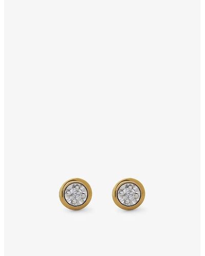 Monica Vinader Round 18ct Yellow -plated Vermeil Recycled Sterling-silver And 0.05ct Diamond Stud Earrings - White