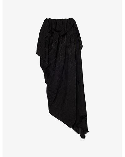 Uma Wang Asymmetric-hem Jacquard-pattern Woven Midi Skirt - Black