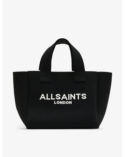 AllSaints Izzy Branded-logo Mini Knitted Tote Bag - Black