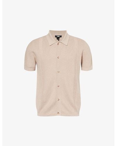 PAIGE Mendez Short-sleeve Cotton And Linen-blend Knit Shirt Xx - Natural