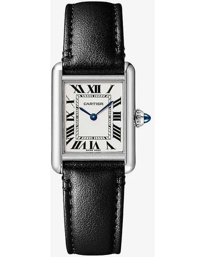 Cartier Crwsta0060 Tank Must Small Steel And Vegan-leather Solarbeattm Photovoltaic Movement Watch - White