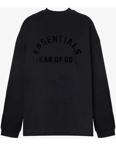 Fear of God ESSENTIALS Brand-appliqué Long-sleeved Cotton-jersey T-shirt - Blue