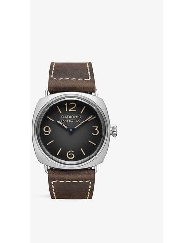 Panerai Pam01334 Radiomir Origine Stainless-steel And Leather Manual Watch - Black