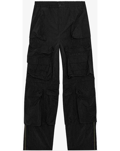 DIESEL P-staind Pocket-embroidered Nylon Cargo Trousers - Black