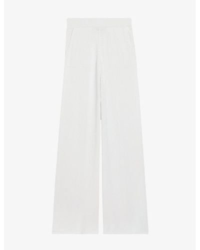 Claudie Pierlot Marlisa Wide-leg High-rise Knitted Pants - White
