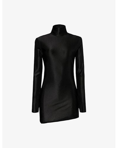 Jil Sander Turtleneck Slim-fit Stretch-woven Mini Dress - Black