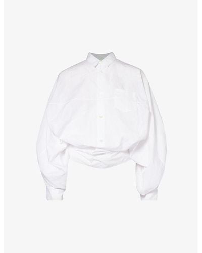 Junya Watanabe Tokyo Batwing-sleeved Cotton-poplin Shirt - White