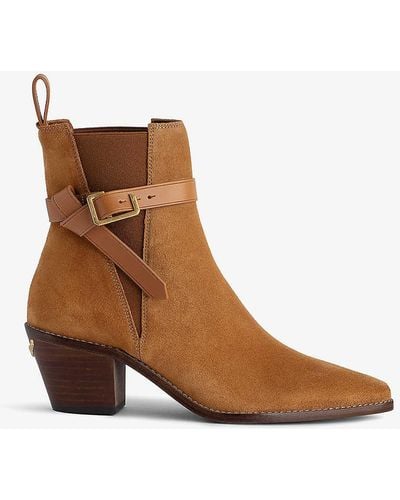 Zadig & Voltaire Tyler Cecilia C-buckle Suede Heeled Ankle Boots - Brown